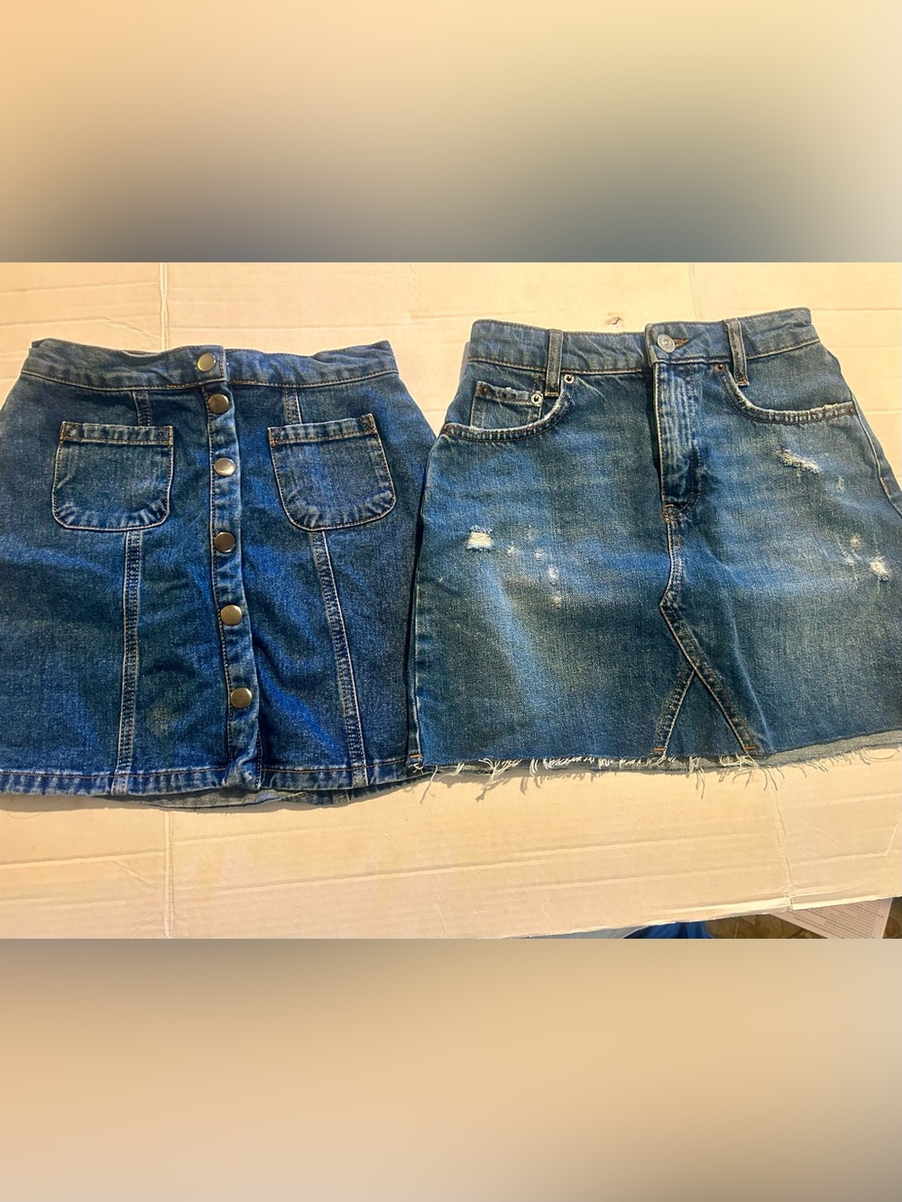 BDG Urban Outfitters Denim Mini Skirts Lot 2 XS Blue Button Front Distressed Y2K